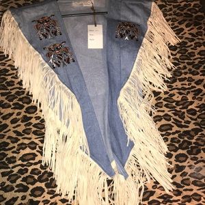 Ann N Eve western collar scarf with fringe